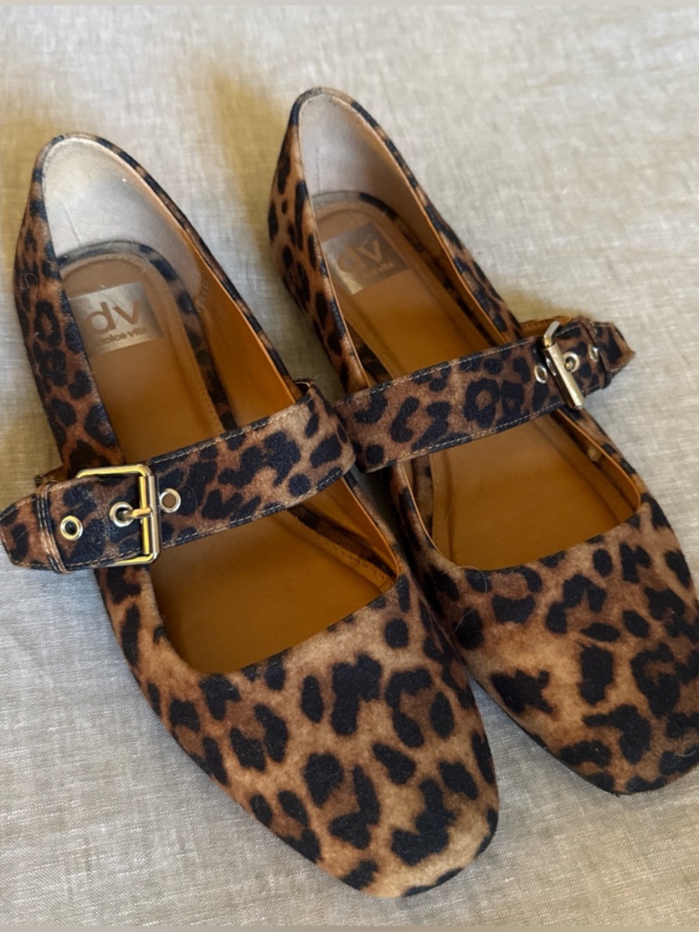 Dolce Vita Leopard Print Mary Jane Flats - Brown/Black
